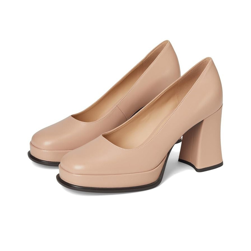 Coach Sculpted C Pumps Women's 8 Pale Blush Leather Slip On Block Heel ZOGG2459